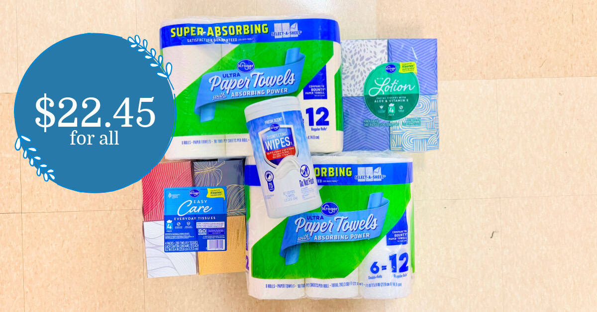 Kroger Paper Towels, Tissues and Disinfecting Wipes Deal!