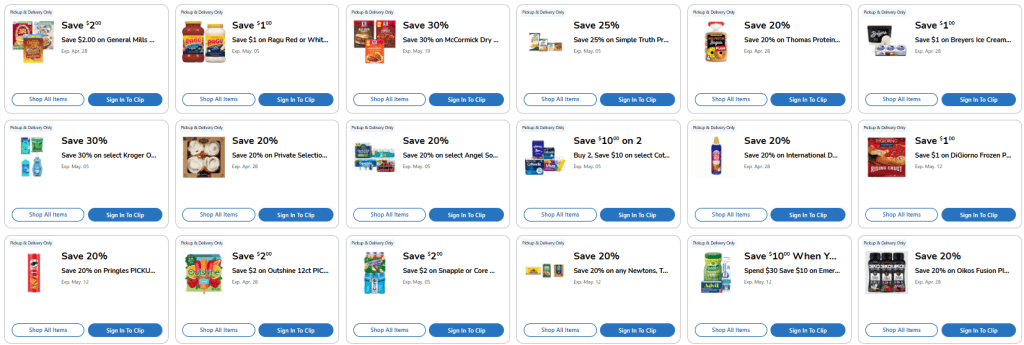 Kroger Pickup and Delivery Coupons 