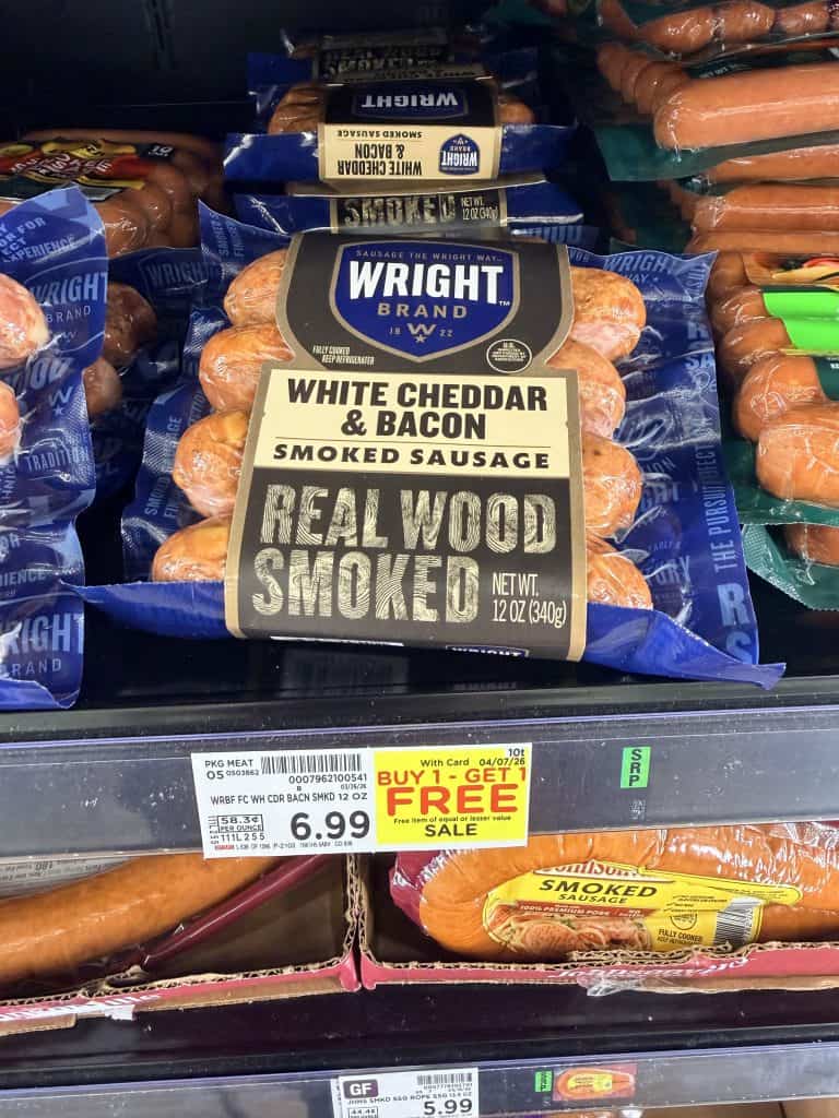 Write brand smoked sausage kroger shelf image