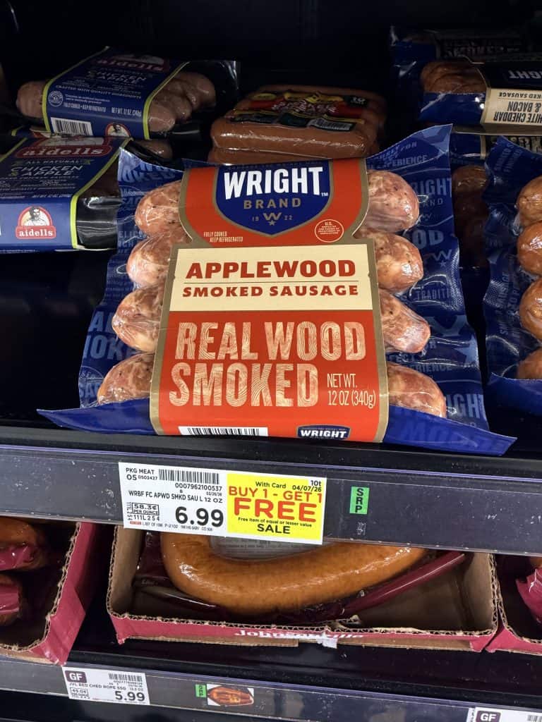 Write brand smoked sausage kroger shelf image