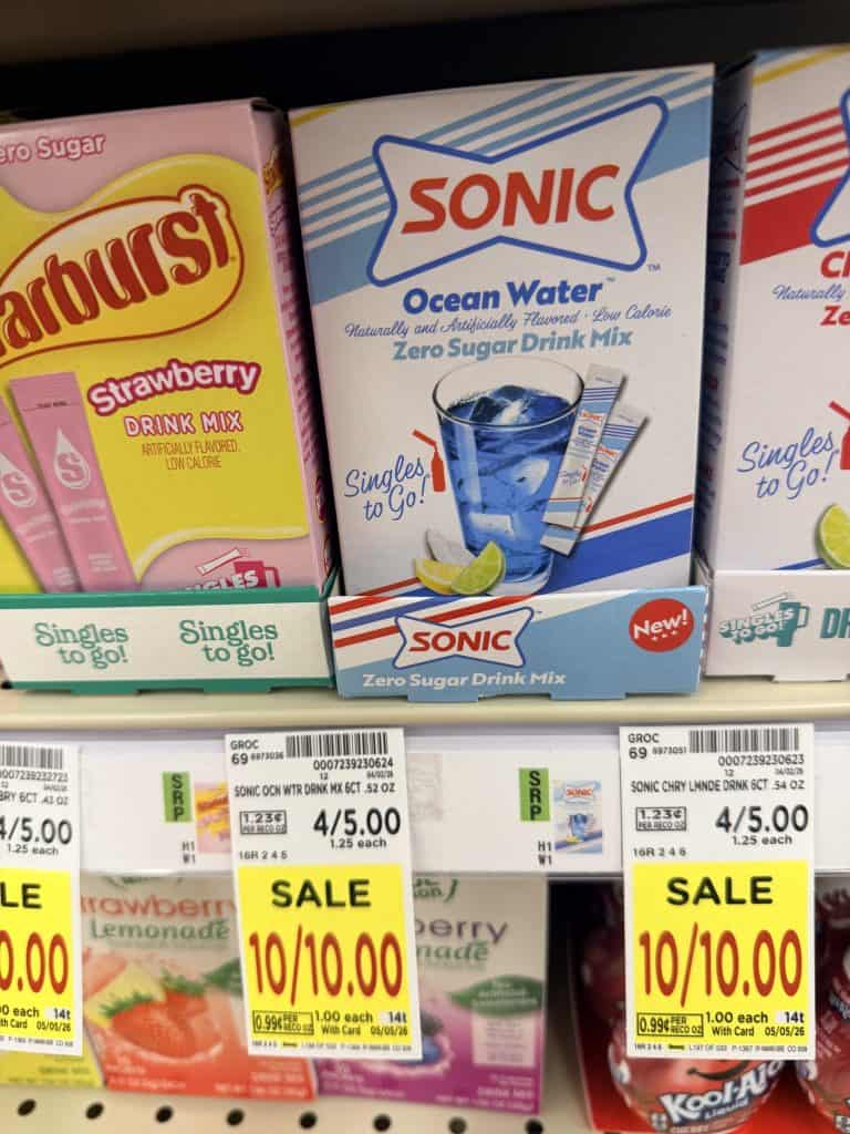 Sonic and Starburst Drink Mixes Kroger shelf image