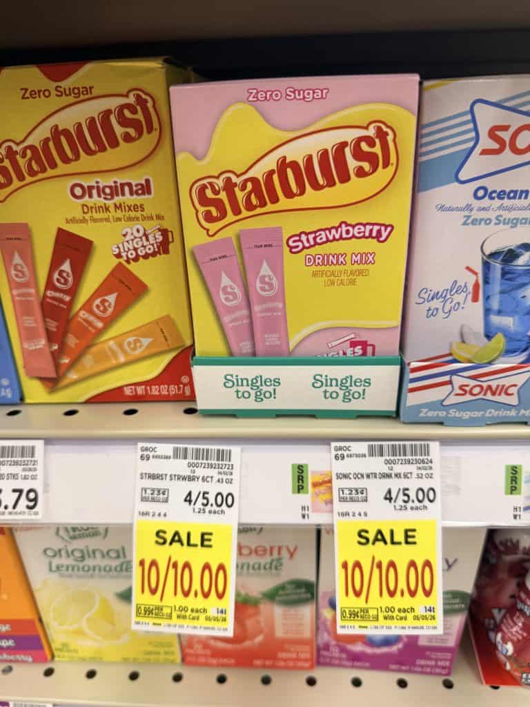 Sonic and Starburst Drink Mixes Kroger shelf image