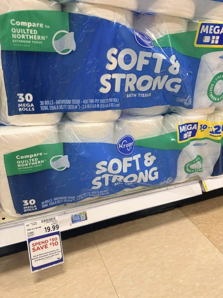 kroger soft & strong toilet paper shelf image