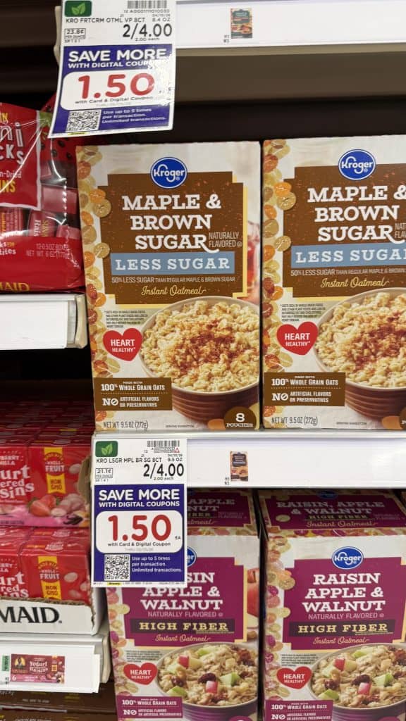 kroger instant oatmeal shelf image