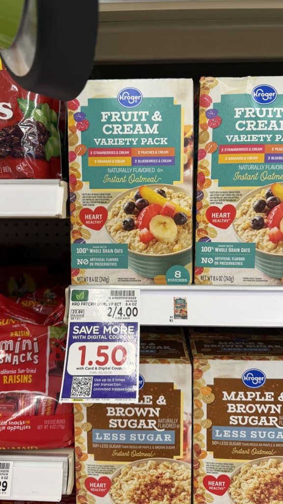 kroger instant oatmeal shelf image