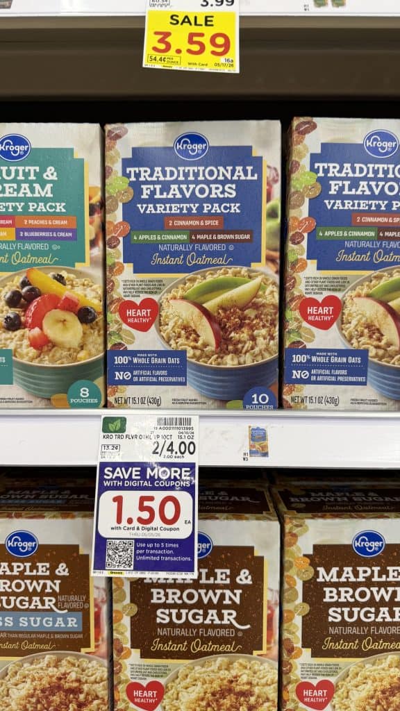 kroger instant oatmeal shelf image
