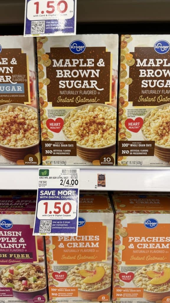 kroger instant oatmeal shelf image