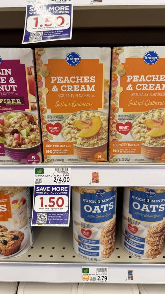 kroger instant oatmeal shelf image