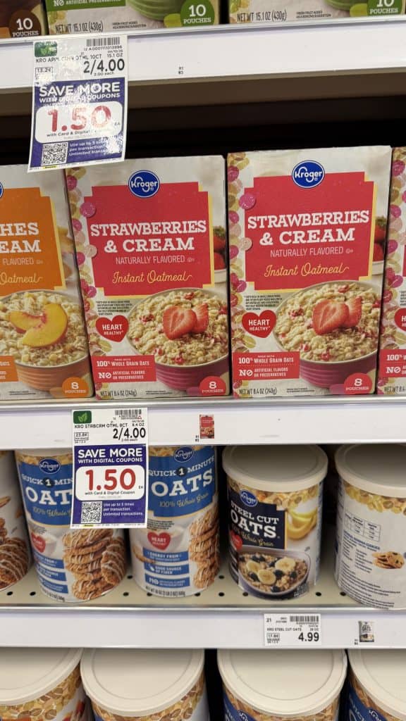 kroger instant oatmeal shelf image
