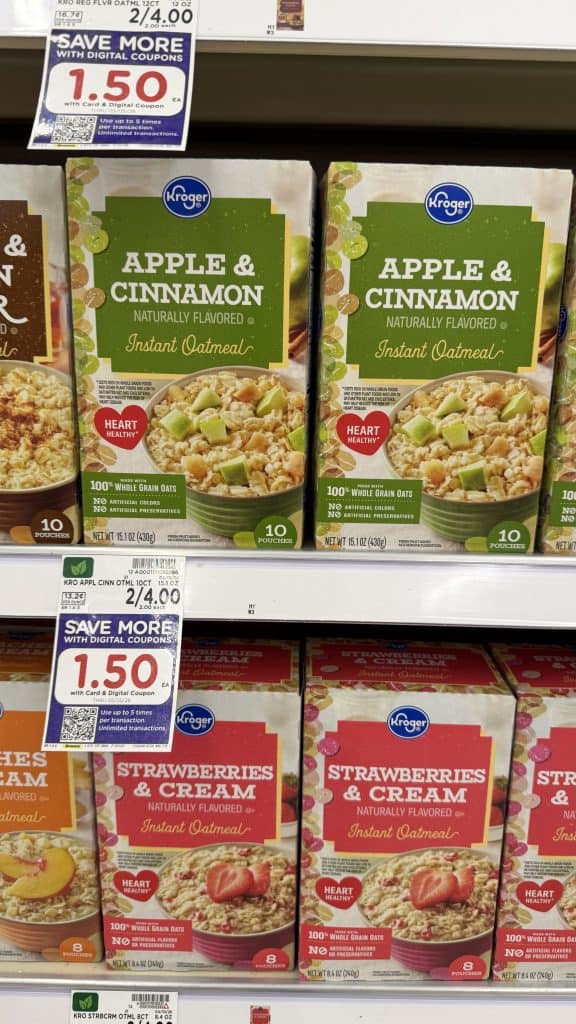 kroger instant oatmeal shelf image