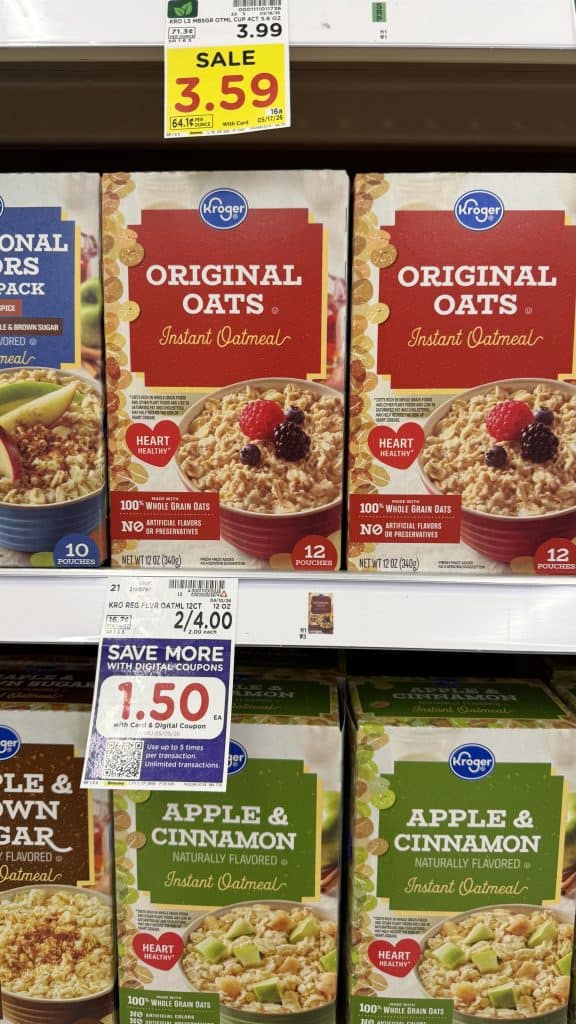 kroger instant oatmeal shelf image