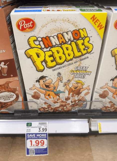 Post Cinnamon Pebbles Kroger Shelf Image