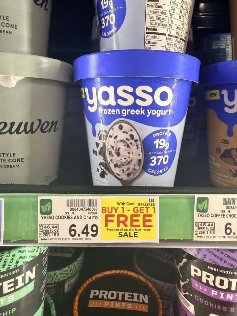 Yasso Bars and Pints Frozen Yogurt Kroger Shelf Image