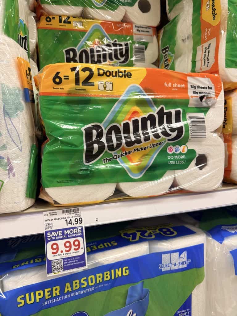 bounty paper towels kroger shelf image (1)
