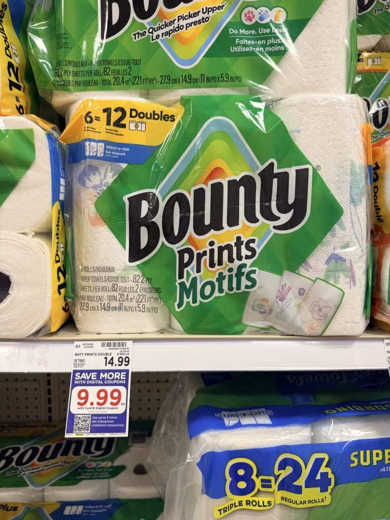 bounty paper towels kroger shelf image (1)