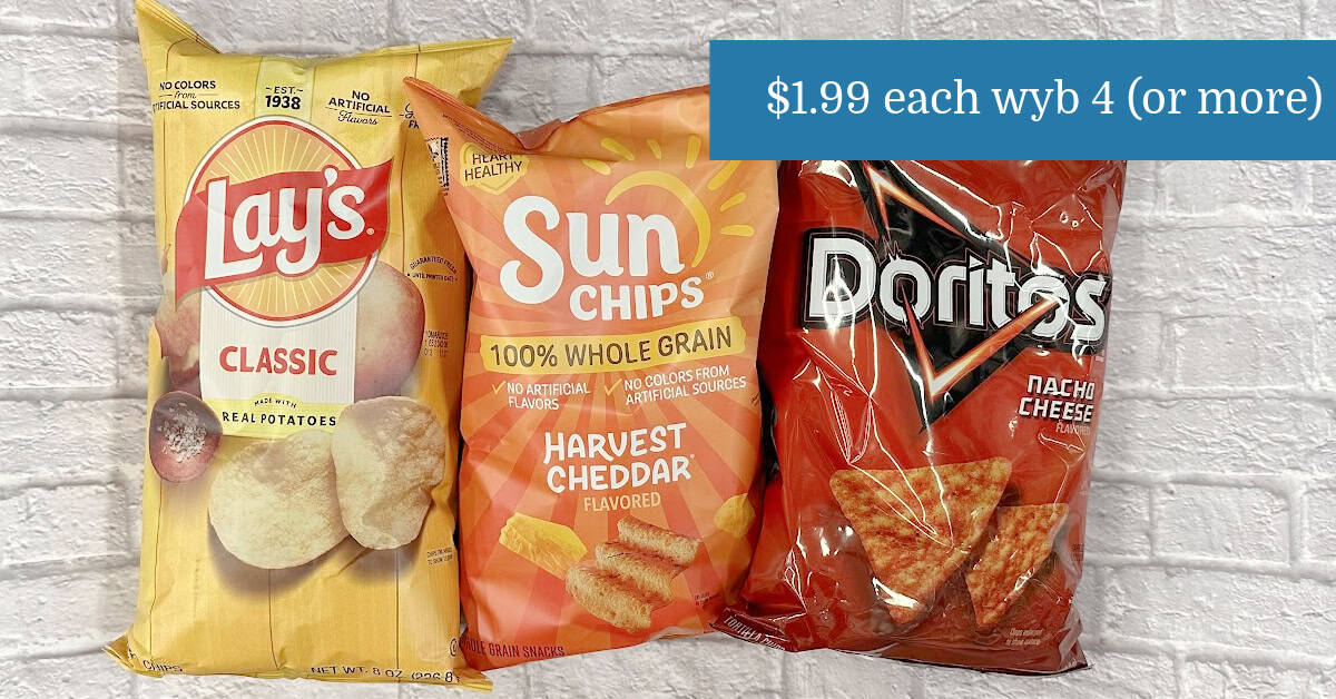 Lay’s, Sunchips and Doritos as low as $1.99 each wyb 4!