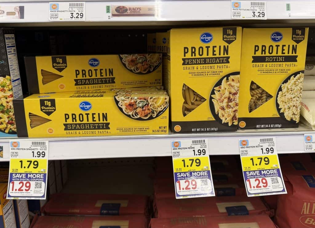 kroger protein pasta shelf image