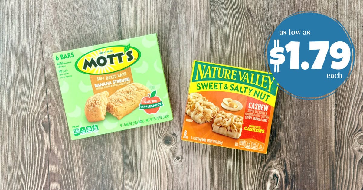 Mott’s and Nature Valley Bars as low as $1.79!
