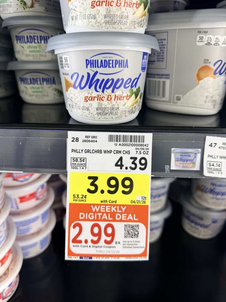 philadelphia cream cheese kroger shelf image (1)
