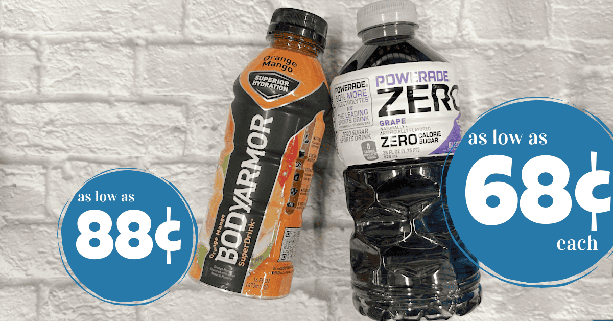 Powerade as low as 68¢! Bodyarmor as low as 88¢!