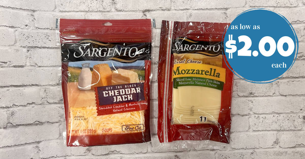 Sargento Cheese Shreds and Slices as low as $2.00!