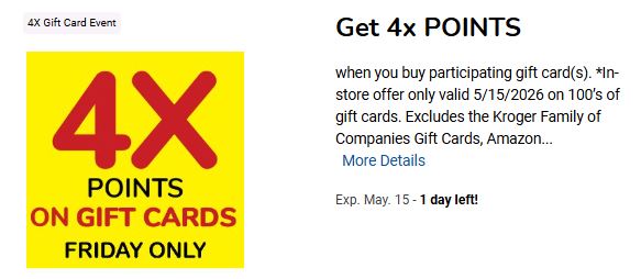 4x fuel points gift cards kroger digital coupon