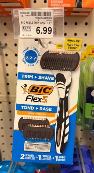 BIC Flex5 Trim Shave Razor Kroger Shelf Image