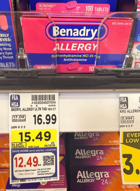 Benadryl Kroger Shelf Image