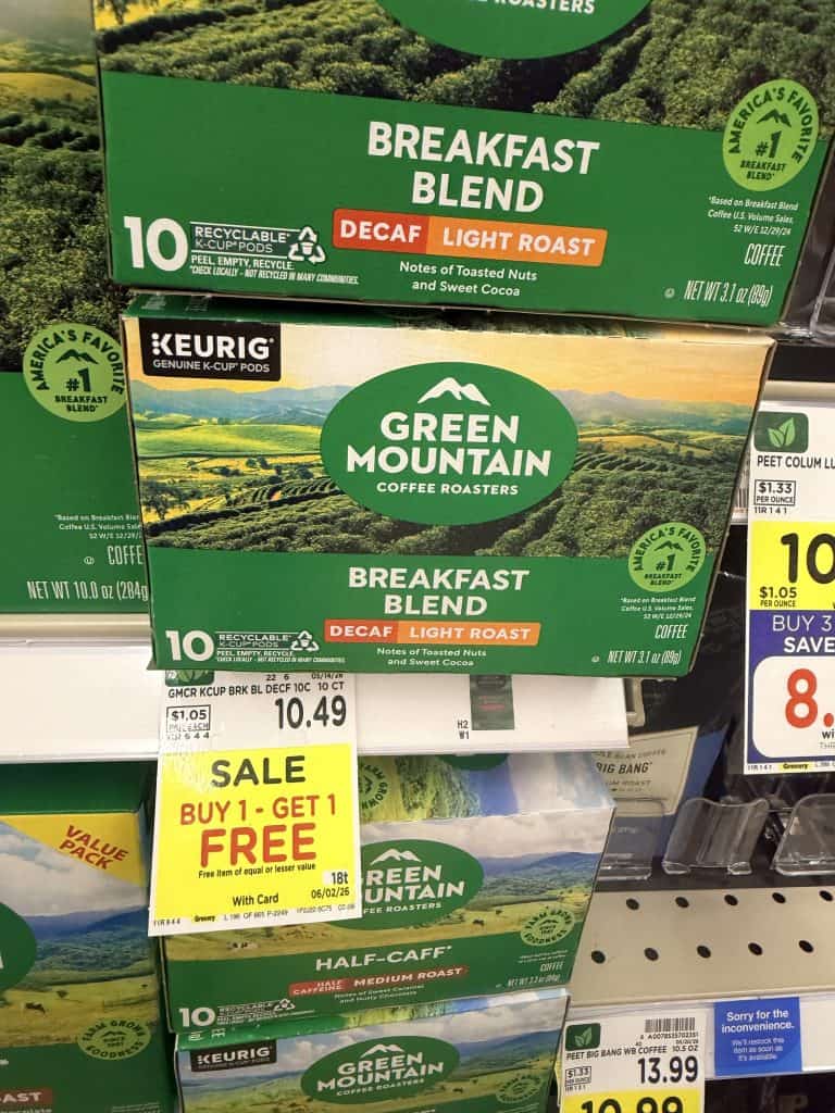 Lavazza, Green Mountain, Keurig, McCafe, Donut Shop Coffee Kroger Shelf Image (1)
