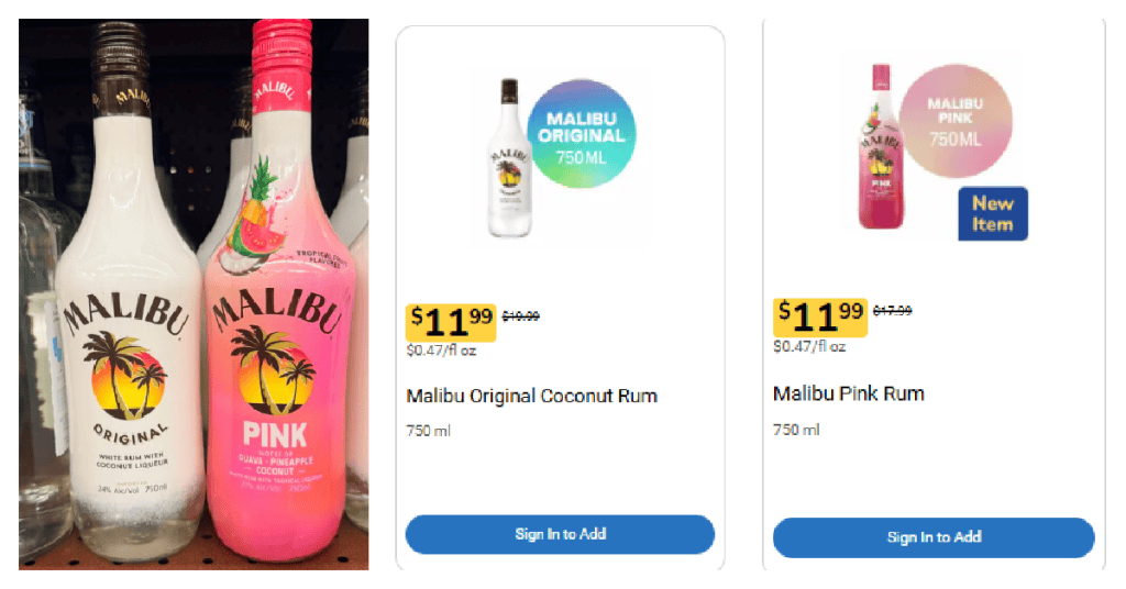 Malibu Rum Kroger Shelf Image
