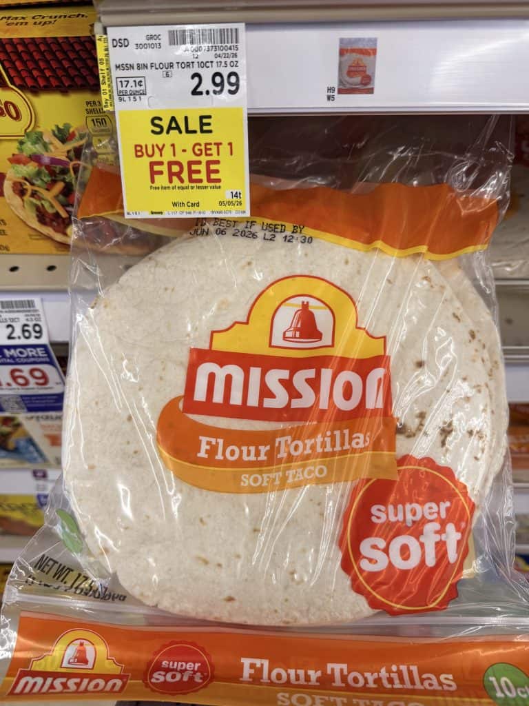 Mission Tortillas Kroger shelf image