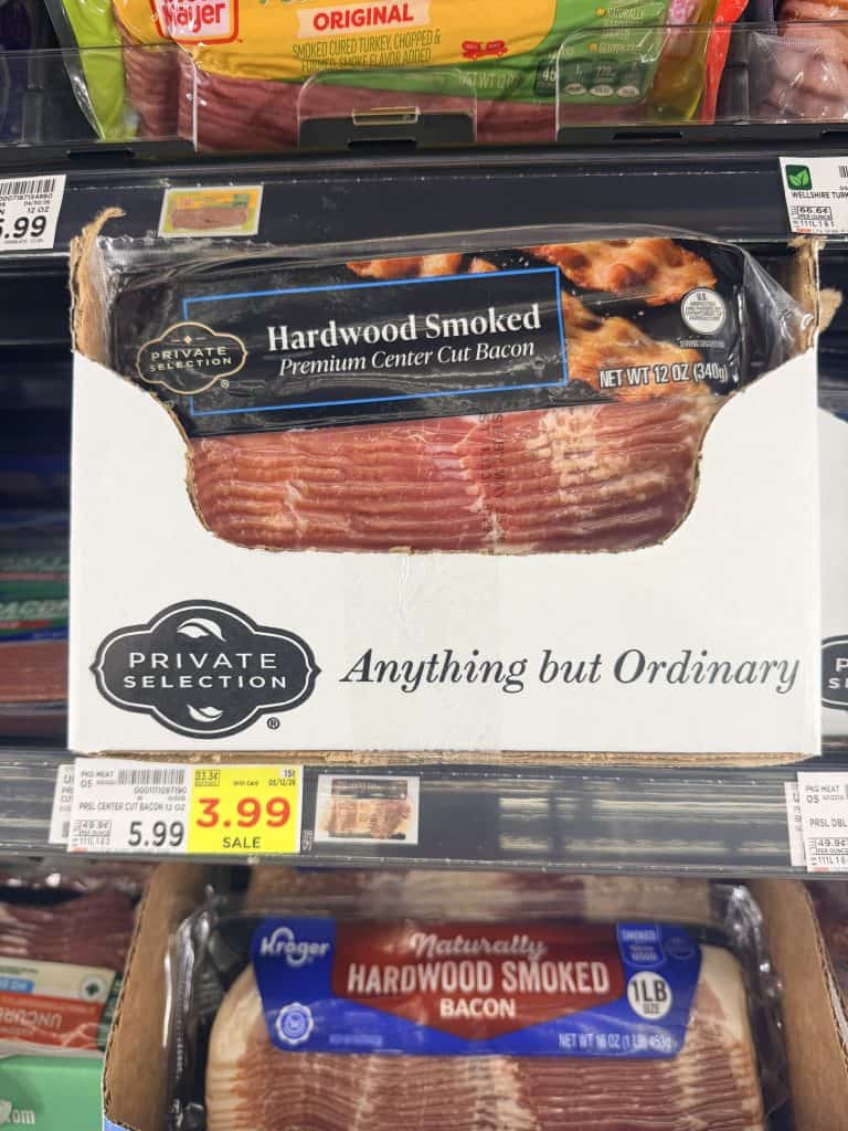 Kroger and private selection bacon kroger shelf image