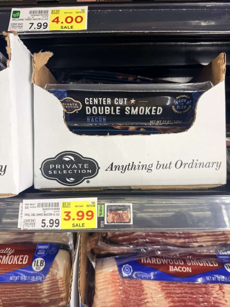 Kroger and private selection bacon kroger shelf image