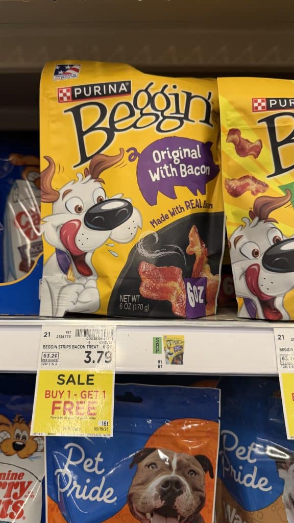 Purina Beggin' Treats Kroger Shelf Image