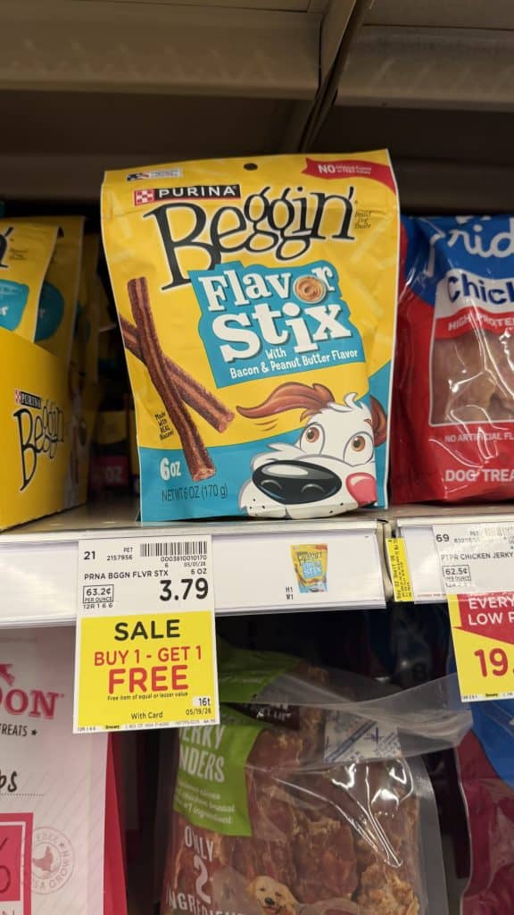 Purina Beggin' Treats Kroger Shelf Image