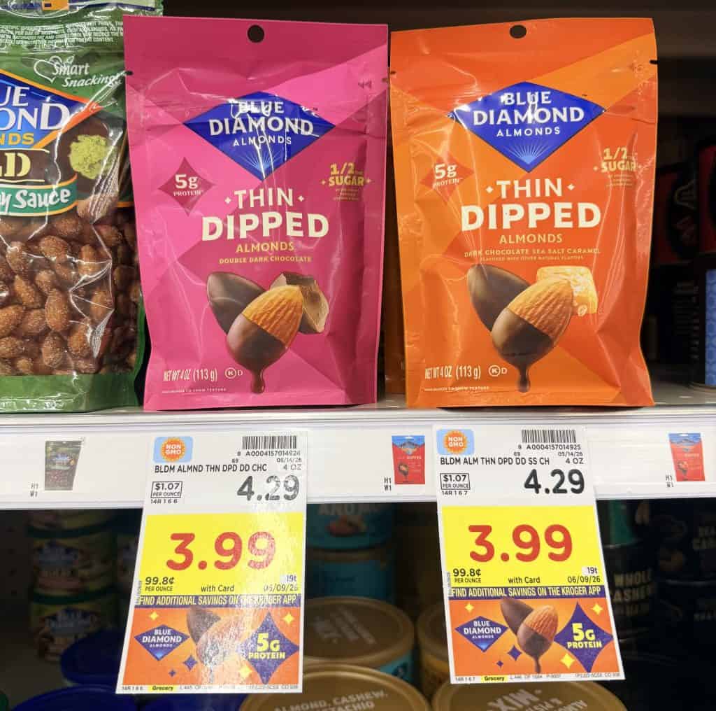 blue diamond thin dipped almonds kroger shelf image