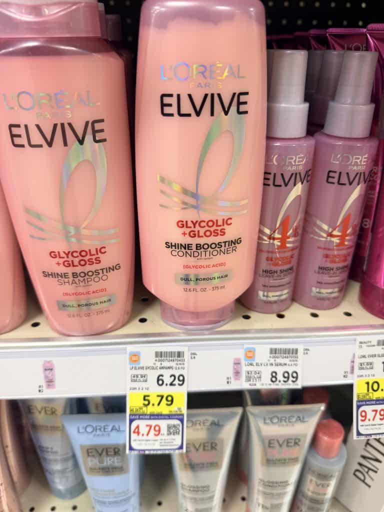 L'Oreal Paris Elvive Shampoo and conditioner kroger shelf image