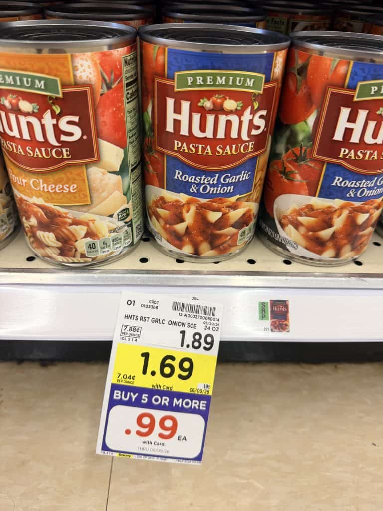 Hunt's Pasta Sauce Kroger Shelf Image