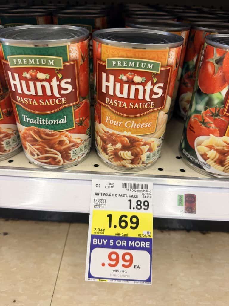 Hunt's Pasta Sauce Kroger Shelf Image