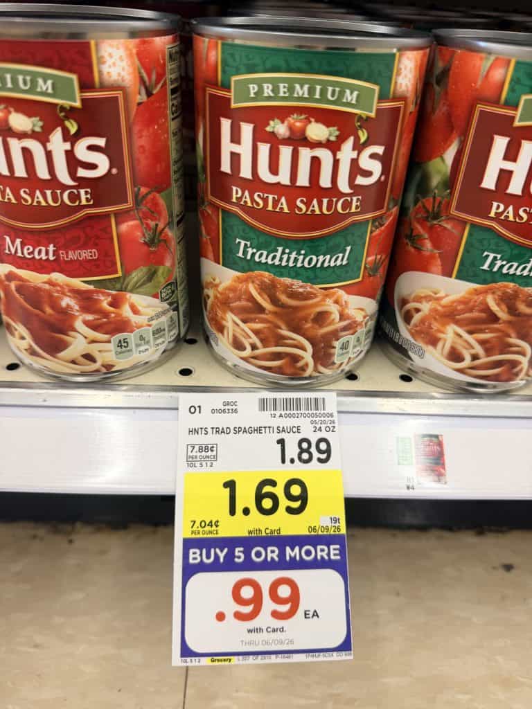 Hunt's Pasta Sauce Kroger Shelf Image