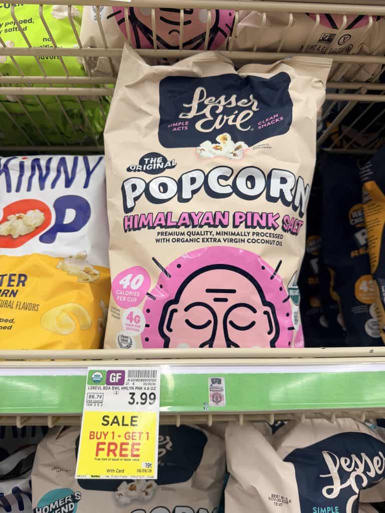 lesser evil popcorn kroger shelf image (1)