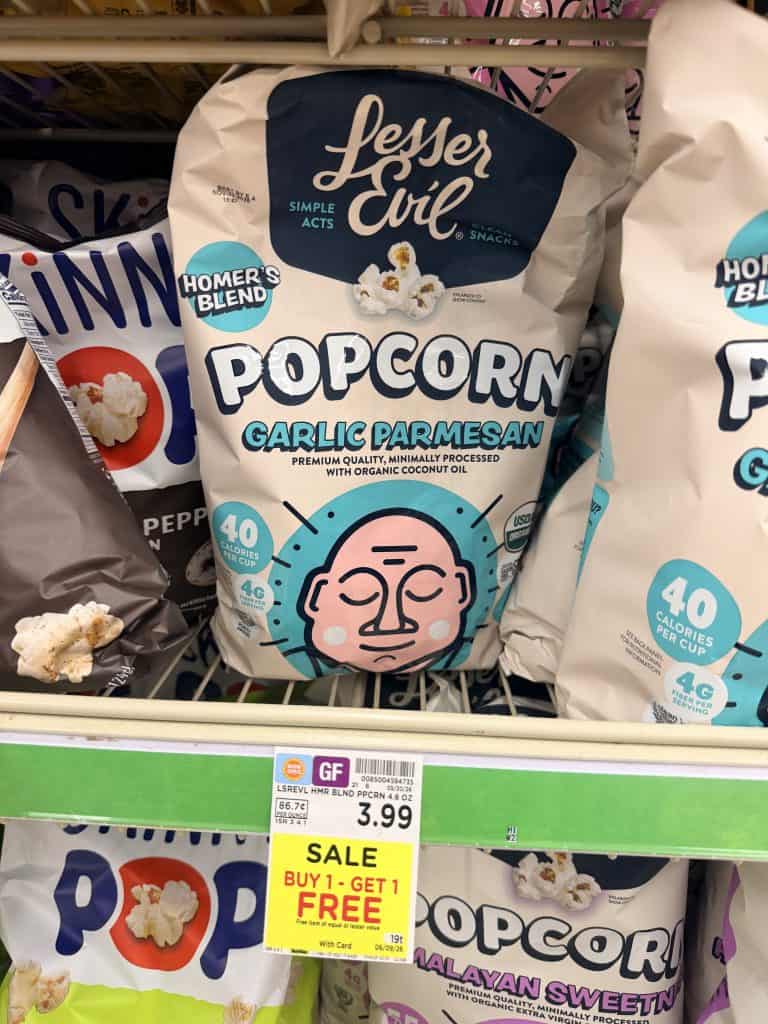 lesser evil popcorn kroger shelf image (1)