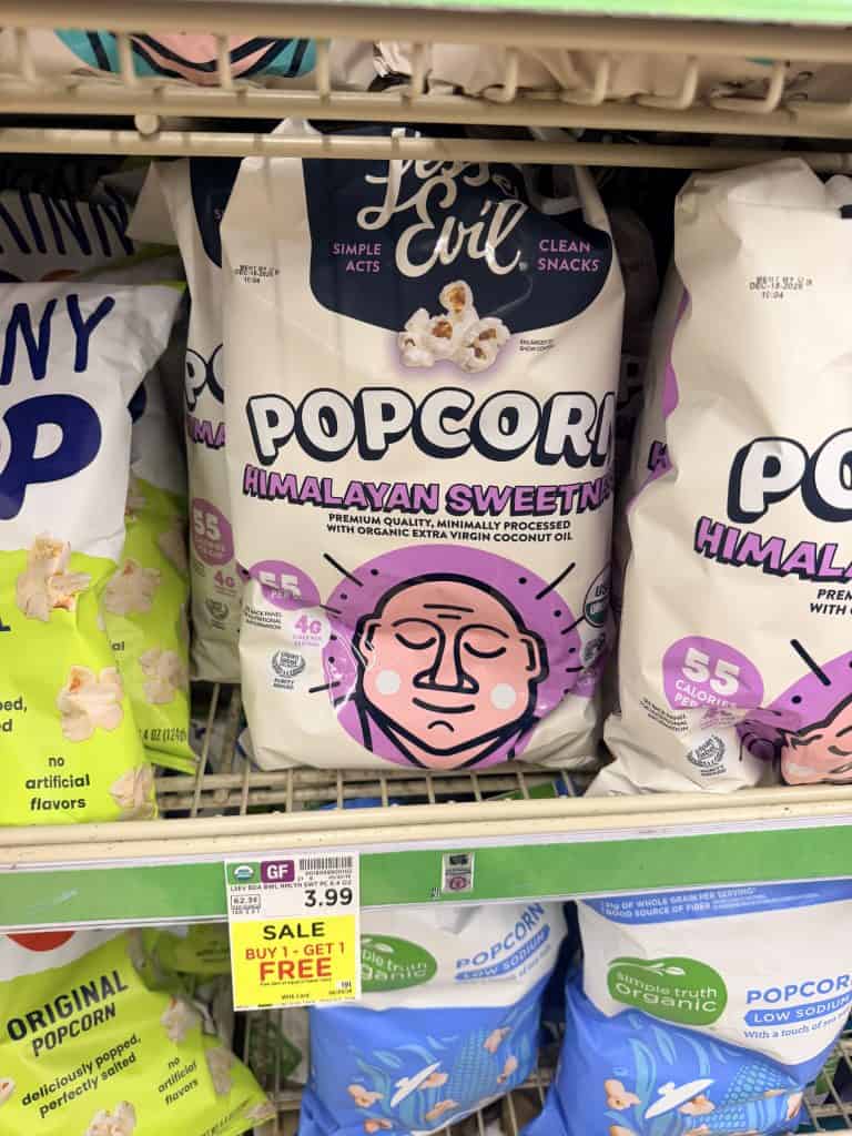 lesser evil popcorn kroger shelf image (1)