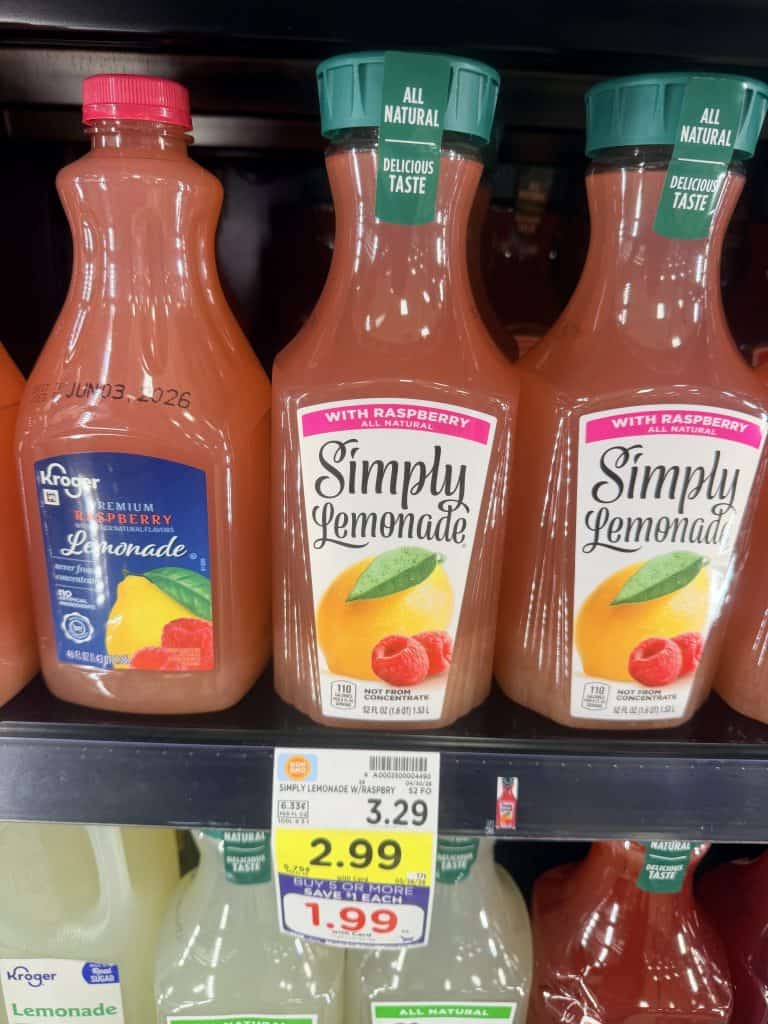simply lemonade and limeade kroger shelf image (1)