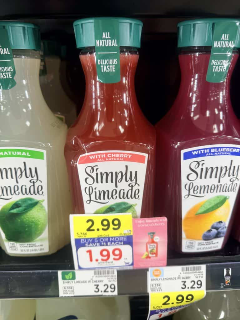 simply lemonade and limeade kroger shelf image (1)
