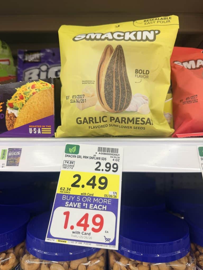 smackin' sunflower seeds kroger shelf image (1)