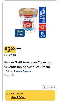 kroger ice cream pint