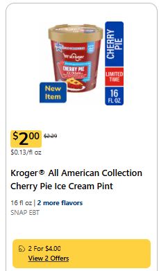 kroger ice cream pint