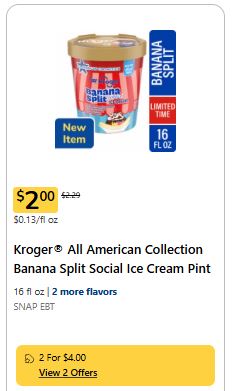 kroger ice cream pint