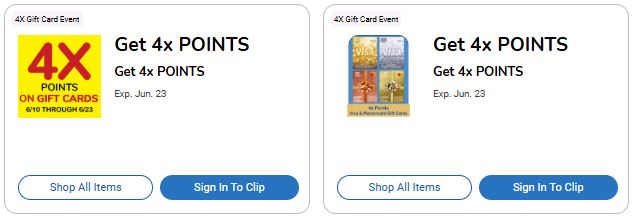 4x fuel points gift cards